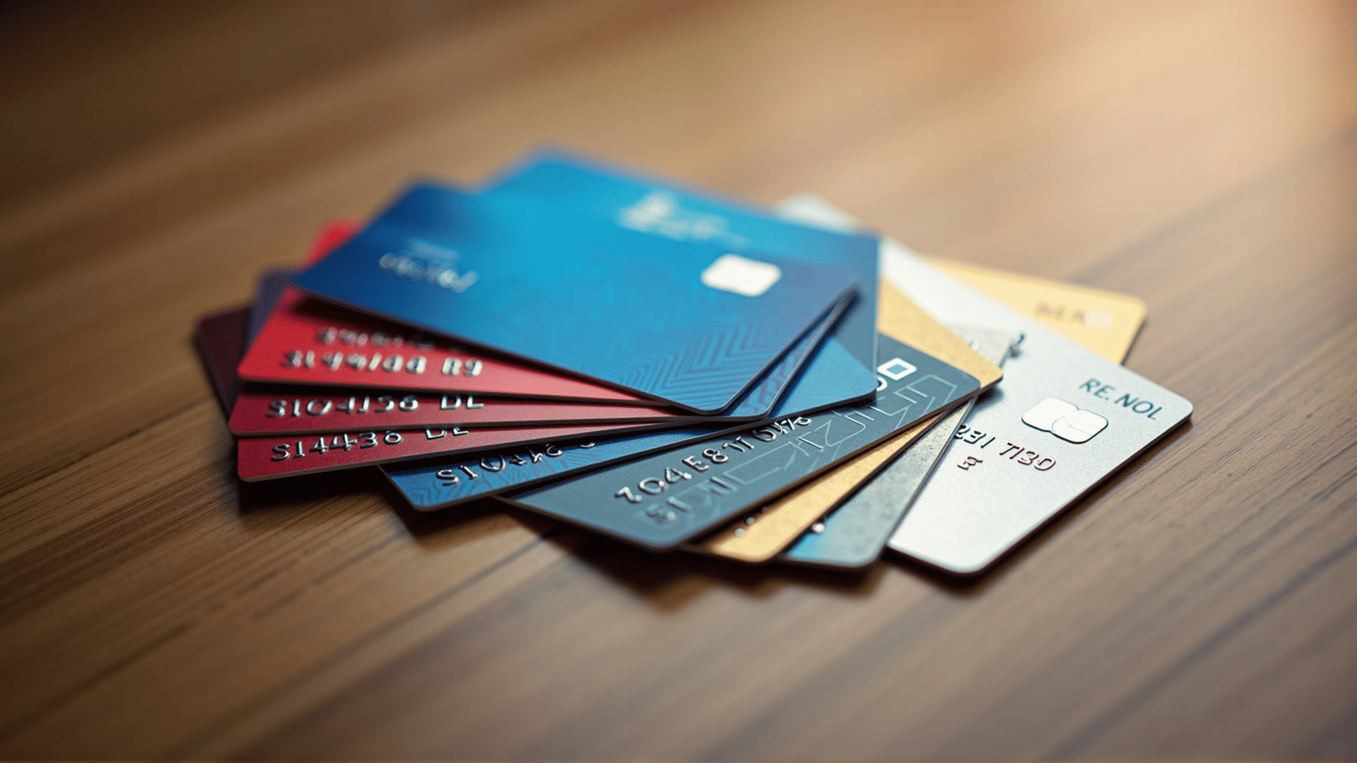Credit cards arrayed